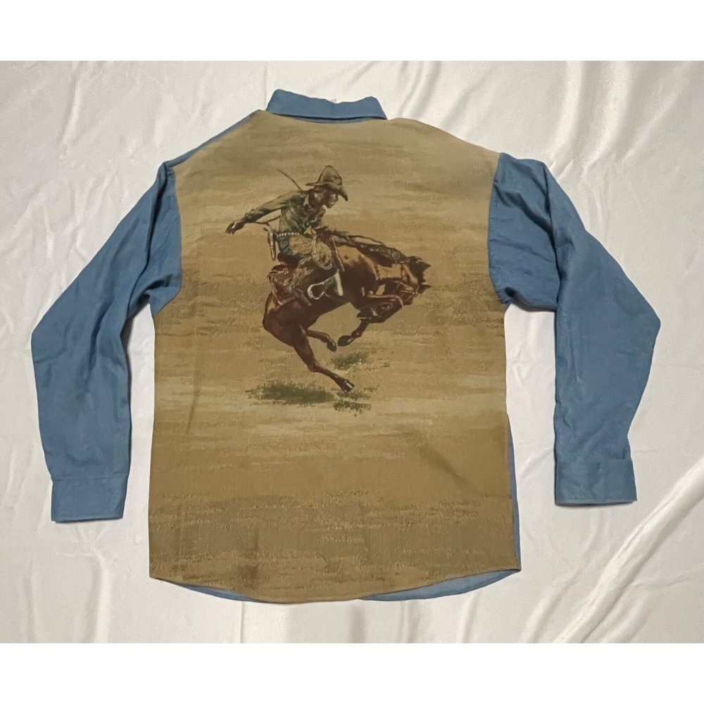 PANHADLE SLIM SHIRT MENS SHIRT COTTON LARGE BUCKING HORSE‎ WESTERN SHIRT